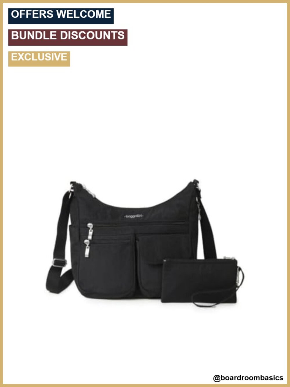 Large Crossbody Hobo Bag Lightweight Nylon Water Resistant RFID Wristlet